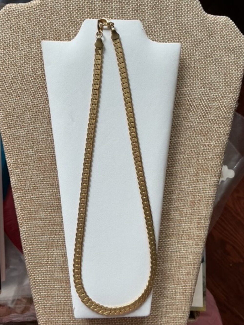 Herringbone Styled Lobster Claw Clasp Yellow Gold Necklace